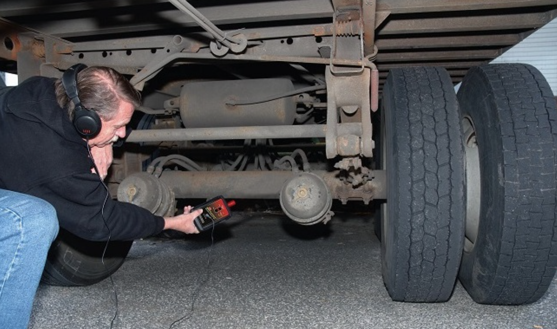this image shows commercial truck suspension repair in Houston, TX